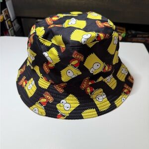 Bart Simpson Black and Yellow Cartoon Print Bucket Hat